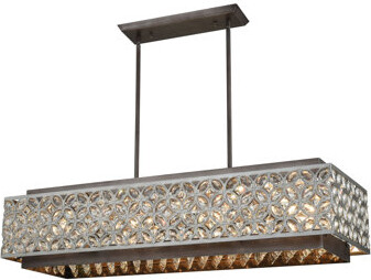 Rosalind Wheeler Rosslyn 40'' Wide 8-Light Linear Chandelier - Weathered Zinc