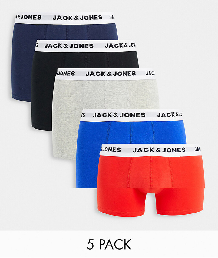 Jack and Jones 5 pack trunks in multi - ShopStyle Boxers