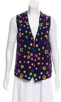 Thumbnail for your product : Michel Klein Silk Embellished Vest w/ Tags Blue Silk Embellished Vest w/ Tags