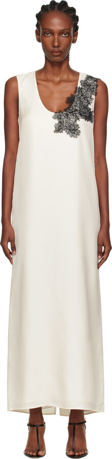 Róhe Off-White Scoop-Neck Silk Lace Midi Dress