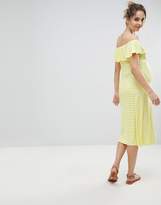Thumbnail for your product : ASOS Maternity MATERNITY Off Shoulder Button Through Midi Sundress in Gingham