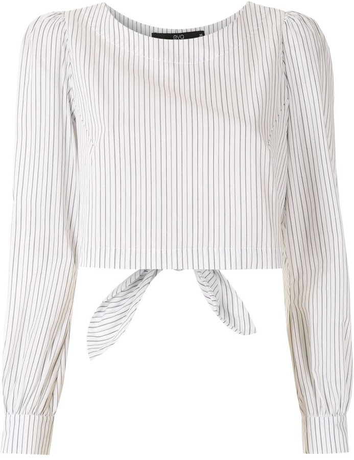 Eva Stripped Puff Sleeves Blouse - ShopStyle Tops