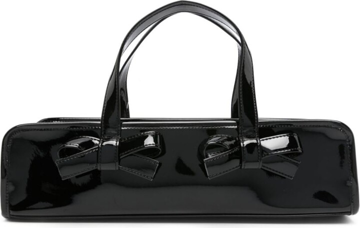 Larroudé Phoebe Tote Bag in Black Vegan Patent Leather U