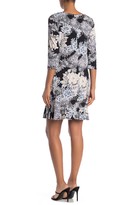 Thumbnail for your product : Sandra Darren 3/4 Length Sleeve Floral Print ITY Knit Shift Dress
