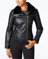 Thumbnail for your product : Cole Haan Faux-Fur-Collar Moto Jacket
