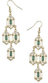 Dorothy Perkins Gold Drop Earring With Green