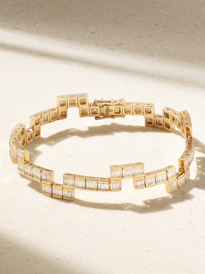 KOLOURS JEWELRY - Tetris 14-karat Gold Diamond Tennis Bracelet - White