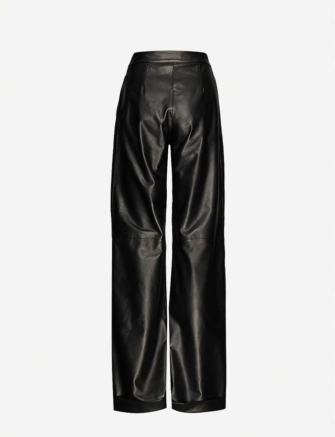 high rise leather trousers