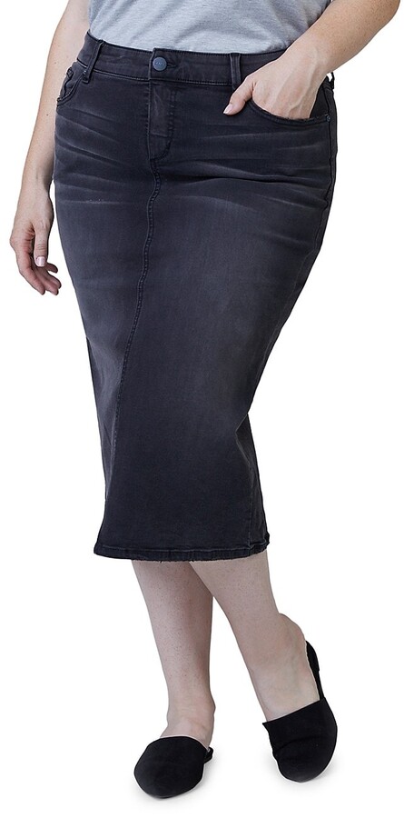 YIhujiuben Womens High Waisted Denim Jeans Dress Midi Pencil Skirt Plus Size 
