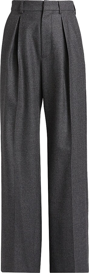 MM6 MAISON MARGIELA Women's Pleated Virgin Wool Pants - Dark Grey Melange - Size 2