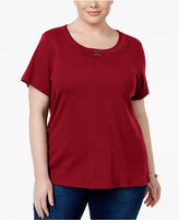 Thumbnail for your product : Karen Scott Plus Size Buckle-Trim Scoop-Neck Top, Created for Macy's