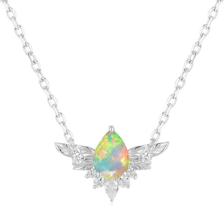 Azura Jewelry To Bloom Again Opal White Gold Vermeil Necklace ShopStyle