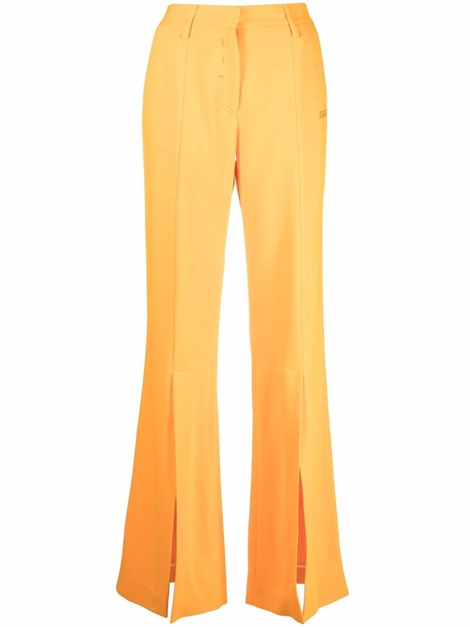 Off-White Slit-Detail Flared Trousers - ShopStyle Wide-Leg Pants