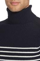 Thumbnail for your product : Vince Regular Fit Breton Stripe Cashmere Turtleneck Sweater