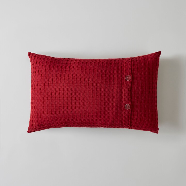 Dunelm Remade 100 Recycled Waffle Boudoir Cushion Crimson ShopStyle