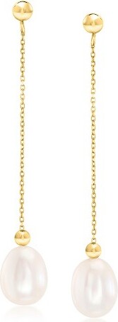 Ross-Simons Ross-Simons8-8.5mmCulturedPearlBeadandChainDropEarringsin14ktYellowGold