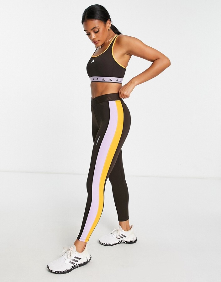 adidas Training Techfit color block high rise leggings in brown, orange and  purple - ShopStyle Activewear Pants