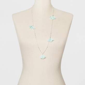 A New Day All Around Flowers Long Necklace Green/Silver