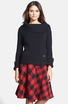 Thumbnail for your product : Pink Tartan Merino Wool Open Neck Sweater