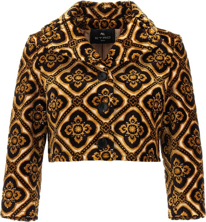 Etro Geometric-Printed Buttoned Cropped Jacket