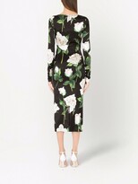 Thumbnail for your product : Dolce & Gabbana Rose Print Cut-Out Midi Dress