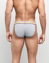 Thumbnail for your product : ASOS Design DESIGN Tanga Briefs With Rainbow Waistband In Grey Marl
