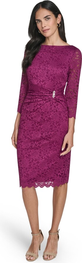 Jessica Howard Women's 3/4-Sleeve Boat Neck Sheath Dress