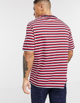 Tommy Hilfiger remix logo striped lounge t-shirt in red