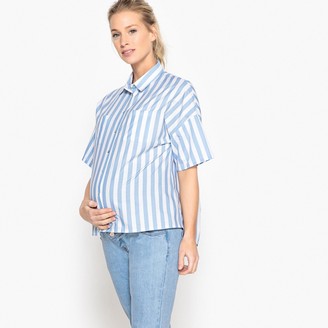 La Redoute Collections Striped Maternity Blouse with Pleated Back