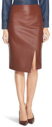 White House Black Market Slit Leather Pencil Skirt