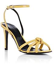 Barneys New York Women's Knotted Patent Leather Ankle-Strap Sandals - Yellow