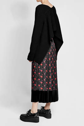 McQ Printed Silk Skirt with Velvet