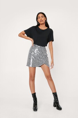 Nasty Gal Womens Checkerboard Design Sequin Mini Skirt