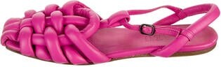 Hereu Leather Slingback Flats Pink Round-Toes Buckle Closure at Ankles Unfortunately, due to restrictions, this item may not be eligible for shipping in all areas. | Hereu Leather Slingback Flats in Pink, Women's 8