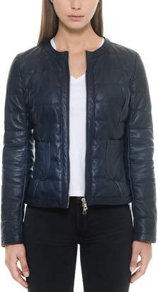 Forzieri Dark Blue Quilted Leather Women's Jacket