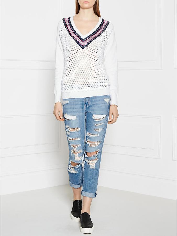 Juicy Couture Embellished Mesh Cricket Jumper White ShopStyle Knitwear