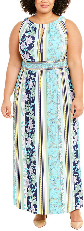 powder blue chiffon embellished high neck keyhole dress