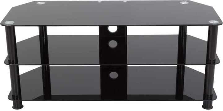 AVF 39 in. Black Glass TV Stand Fits TVs Up to 55 in. with Open Storage