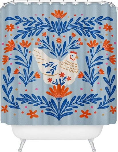 Deny Designs DenyDesignsAngelaMincaBloomingChickenShowerCurtainBlue
