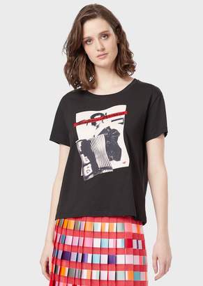 Emporio Armani Jersey T-Shirt With Maxi Photographic Print
