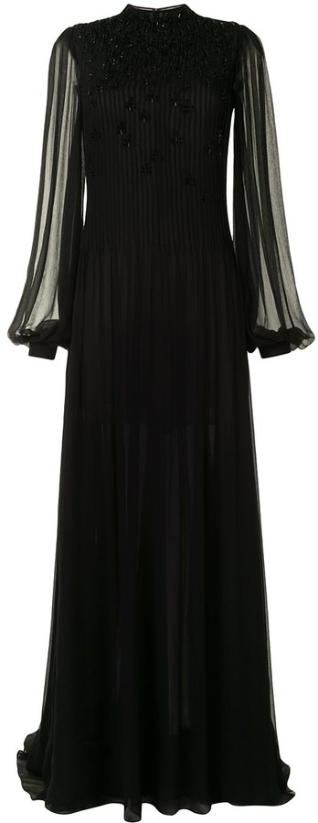 black beaded long sleeve dress