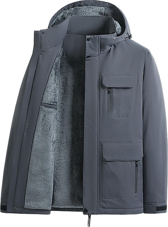 VESNIBA Men's Rain Jacket Lined Cashmere Mens Trench Coat Blazer Mens