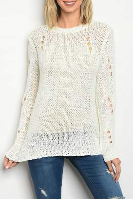 Honey Punch White Knit Top