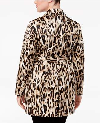 INC International Concepts Plus Size Animal-Print Trench Coat, Created for Macy's