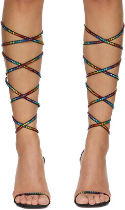 Amina Muaddi Black AWGE Edition Rainbow LSD Gladi Heeled Sandals