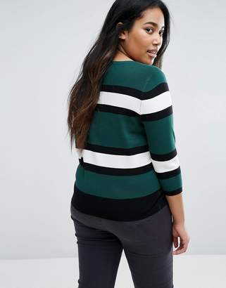 New Look Plus Curve Stripe Colour Block Knit Jumper
