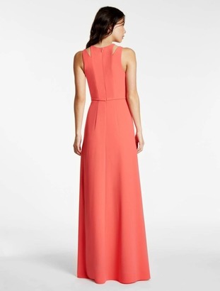 Halston Hi Lo Crepe Gown with Hardware Insert