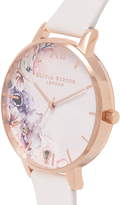 Thumbnail for your product : Olivia Burton Watercolour Florals Leather Strap Watch, 38mm