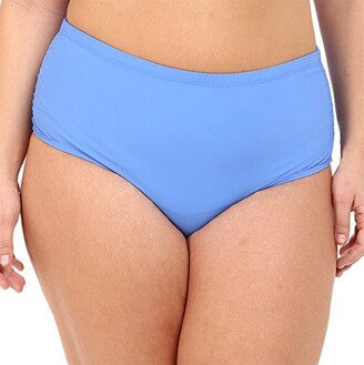 Athena Women's Plus-Size Cabana Solids Mid-Waist Shirred Side Bikini Bottom