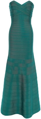 Herve Leger Strapless Fluted Bandage Gown